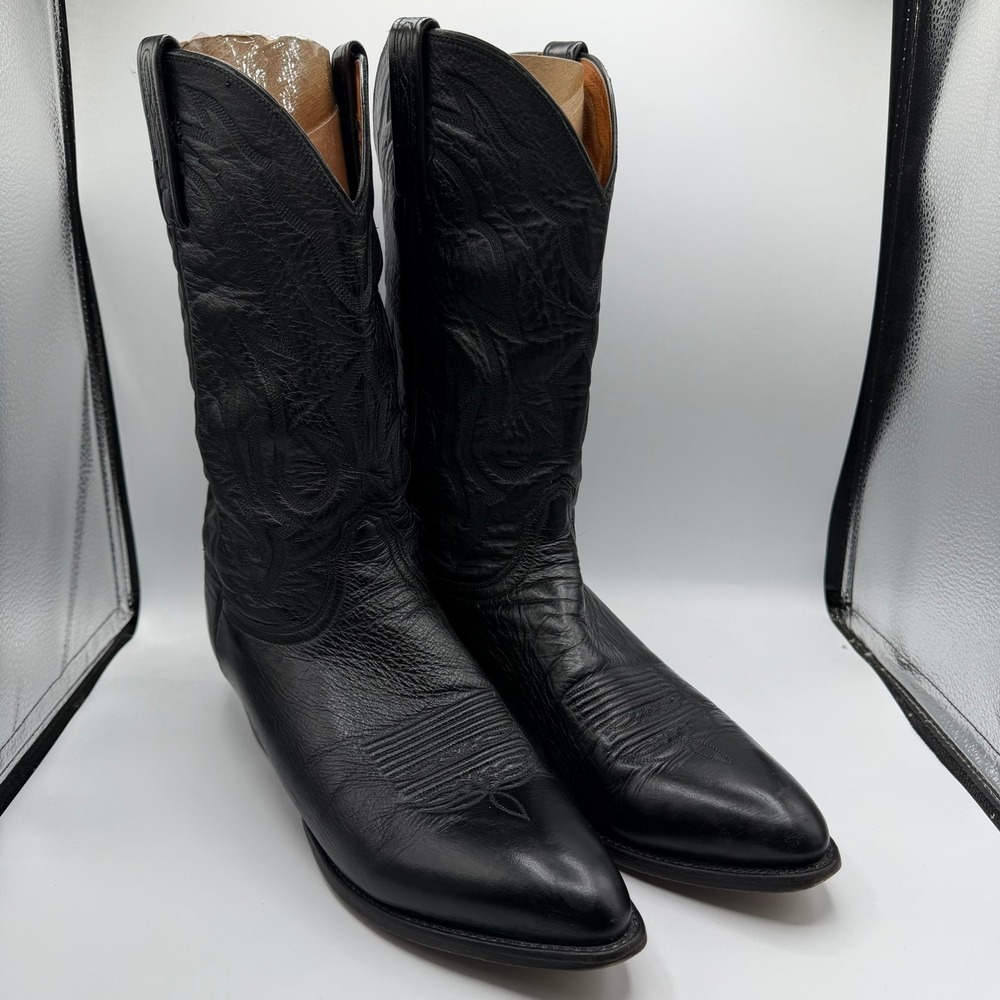 Lucchese 1883 Boots Black Leather Cowboy Western Dress Pointed Toe Mens Size 12D